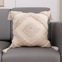 ANUMEI-funda de cojín bohemia de 45x45cm, 30x50cm, Beige, decorativa, cuadrada, de macramé - details 3