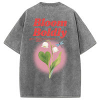 Camiseta lavada con estampado de orquídeas Bloom Boldly Bell, ropa de calle suave de verano para mujer, camisetas deportivas cómodas, pantalón corto informal de calle de manga - details 35