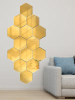 Pegatina de Pared Hexagonal de Acrílico Dorado Autoadhesiva, Solida, Decoración de Arte para el Hogar y Dormitorio - details 2