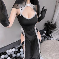 Monja disfraz cosplay calado uniforme seducción pasión sirvienta fente ropa - details 5