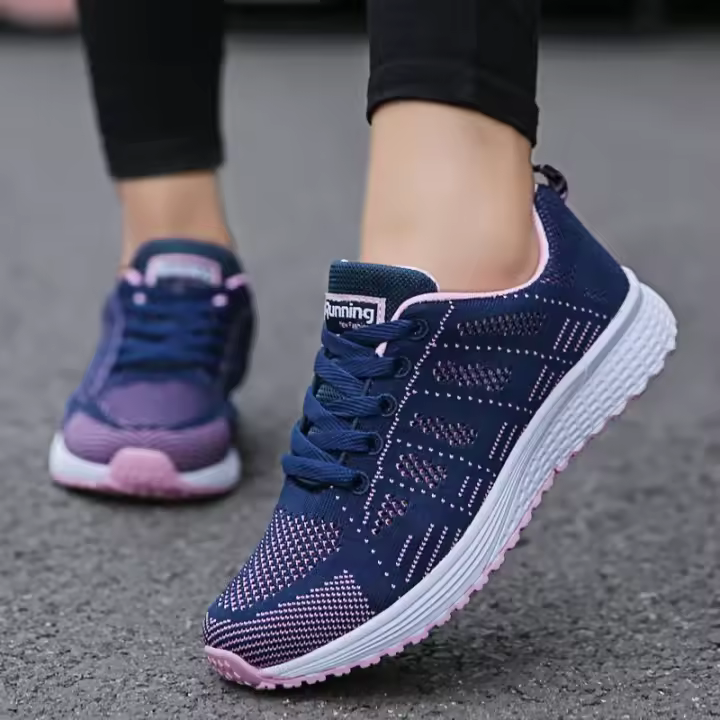 Zapatillas de mujer sual, vulcanizadas de malla plana transpirable, gimnasio, blanco, 2024 - 1