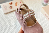 Bolsa de los niños cabeza Boken zapatos 2025 primavera y otoño nueva versión coreana de las niñas perla arco princesa zapatos de suela suave solo zapatos - details 19