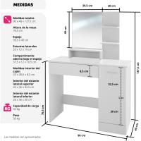 tocador de Maquillaje, Estilo Vintage, Espejo Giratorio, Taburete Acolchado, 4 cajones, Elegante, Muebles Dormitorio, tocador con Espejo, Espejo Maquillaje, tocadores de Maquillaje - details 39