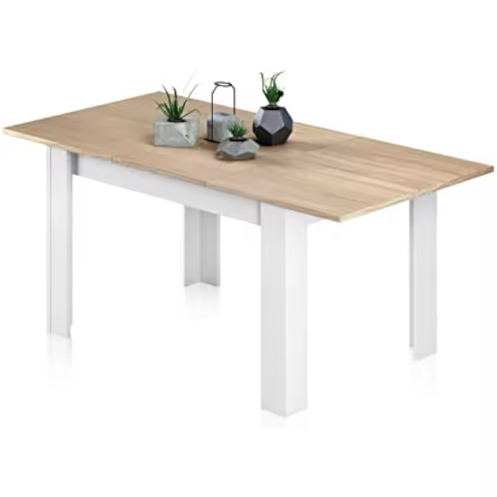 Mesa Extensible Diseño Blanco y Roble Ideal para Comedor o Cocina Medidas 123-173 cm (l) x 75 cm (w) x 78 cm (h) - 1
