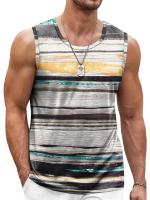 Camisetas sin mangas con estampado de rayas Retro para hombre, chaleco informal sin mangas con estampado 3D, camisetas deportivas holgadas con cuello redondo de secado rápido, verano - details 7
