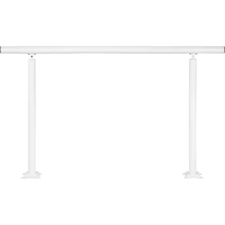 SucceBuy Kit de barandilla de escalera de 5 pies, pasamanos ajustables de aluminio blanco para 0-5 escalones, interior y exterior, soporte para personas mayores - 1