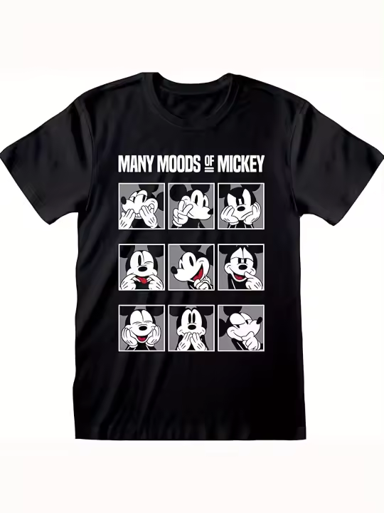 CAMISETA Camiseta de Mickey Mouse para hombre Camiseta de manga corta de Mickey Negro - 1
