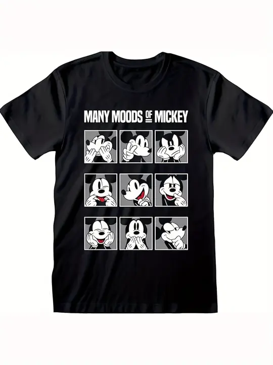 CAMISETA Camiseta de Mickey Mouse para hombre Camiseta de manga corta de Mickey Negro - 1