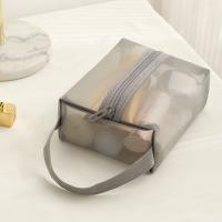Bolsa de maquillaje de malla portátil informal, bolsa de cosméticos transparente cuadrada ligera con cremallera, estuches de cosméticos de gran capacidad para baño - details 9
