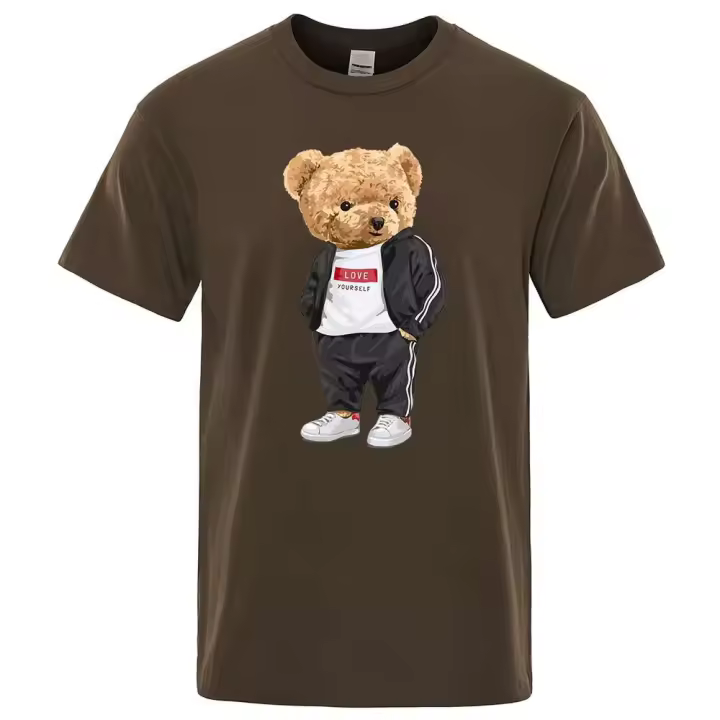 Camiseta deportiva Bear, ropa informal de algodón transpirable para hombre - 1