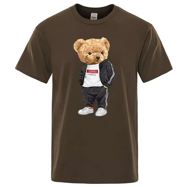 Camiseta deportiva Bear, ropa informal de algodón transpirable para hombre - 1