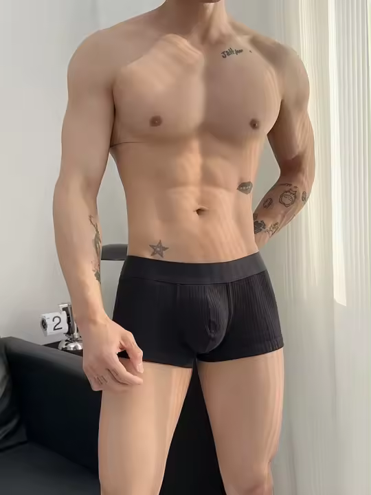 Calzoncillos de algodón para hombre, cuatro puntas, delgados, transpirables, antibacterianos, con corte de marea en la entrepierna. - 1