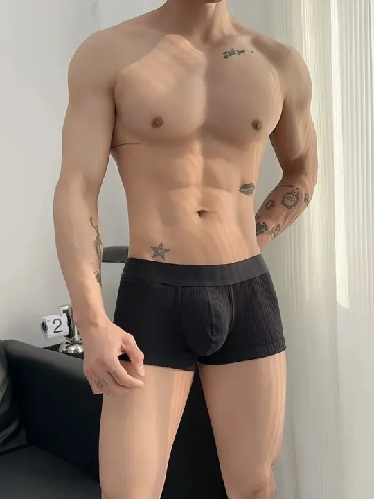 Calzoncillos de algodón para hombre, cuatro puntas, delgados, transpirables, antibacterianos, con corte de marea en la entrepierna. - 1
