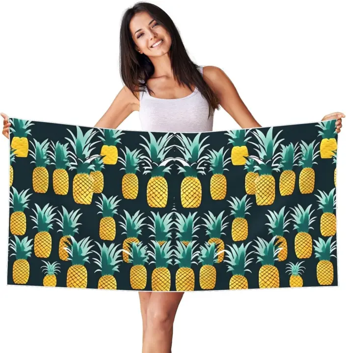 Toalla de playa con estampado de piña, toallas de baño VIES de secado rápido para hombres y mujeres, deportes, hotel - 1