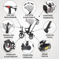 Evolutivo Bebé SAMI Plegable con asiento reclinable y giratorio 360 bicicleta 2 años – carrito bebe, correpasillos juguete, 1-5 años 25kg – Luz, capota extensible y mango parental - details 2