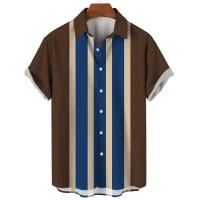 Camisa de botones a rayas a la moda para hombre, ropa de calle informal de negocios de manga corta de gran tamaño de verano - details 12