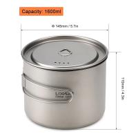 Lixada - maceta colgante portátil de titanio ultraligera, 900 ml/1600 ml, con asa plegable con tapa, utilizada para acampar al aire libre, hacer senderismo, - details 46