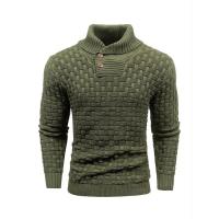Jersey masculino a cuadros de manga larga de punto Top moda calle calidez al aire libre prendas de punto Otoño Invierno Otoño Invierno suéter con cuello redondo - details 9