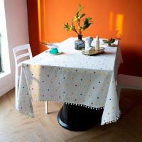 Mantel rectangular de bolas de terciopelo blanco, jacquard bohemio, mesa antipiscina para cocina, comedor, sala de estar y - details 0