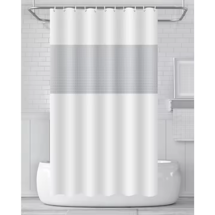Cortina de Ducha de Diseño a Rayas Grises Tela Resistente Lavable para Baño 180 x 180 cm - 1