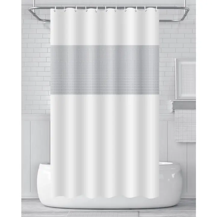 Cortina de Ducha de Diseño a Rayas Grises Tela Resistente Lavable para Baño 180 x 180 cm - 1