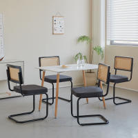 Juego de sillas de comedor Retro Para el hogar, taburete tapizado de plástico de ratán, escritorio de dormitorio, respaldo, arco, ordenador y oficina, 2 unidades - details 13