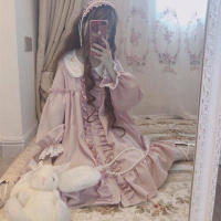 Lencería Lolita para mujer estilo Haruku japonés con volantes y mangas largas vestido de muñeca informal con cintura imperio talla - details 15