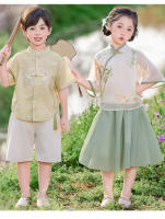 Hanfu para niños, joven maestro y Tang para niñas, novedad de verano 2025, reloj de estilo chino, disfraz de actuación, conjunto de dos piezas - details 12