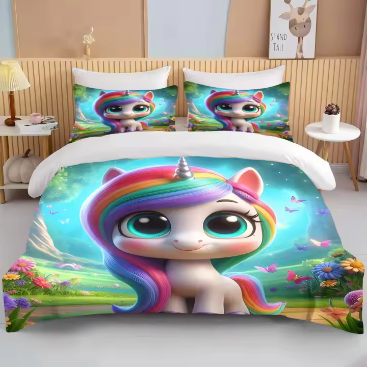 Juego de Ropa de Cama de Unicornio Funda de Edredón, Fundas de Almohada de Poliéster para Adultos y Niños Regalo de Lujo - 1