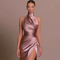 Elegante Vestido de Noche Largo Sexy Halter sin Espalda Alta y Abierto hasta la Cintura - details 0