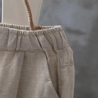 Pantalones de mujer de lino y algodón pantalones hasta el tobillo elásticos casuales sueltos primavera / verano - details 5