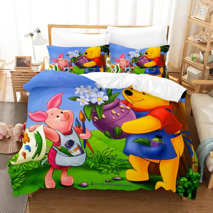 Juego de Ropa de Cama Pooh Oso Cómodo Almohada y Funda de Cama para Niños y Adultos 2-3 Piezas - 1