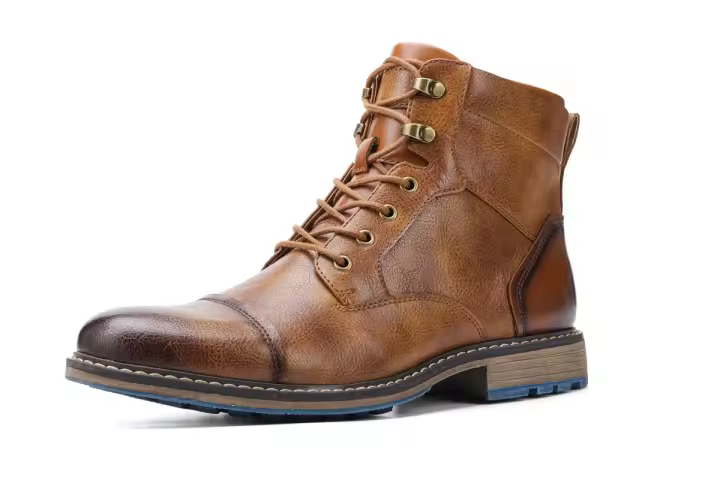 Botas de cuero cómodas para hombre, botines Retro, talla 7 a 13, a la moda, para Primavera, 2023 - 1
