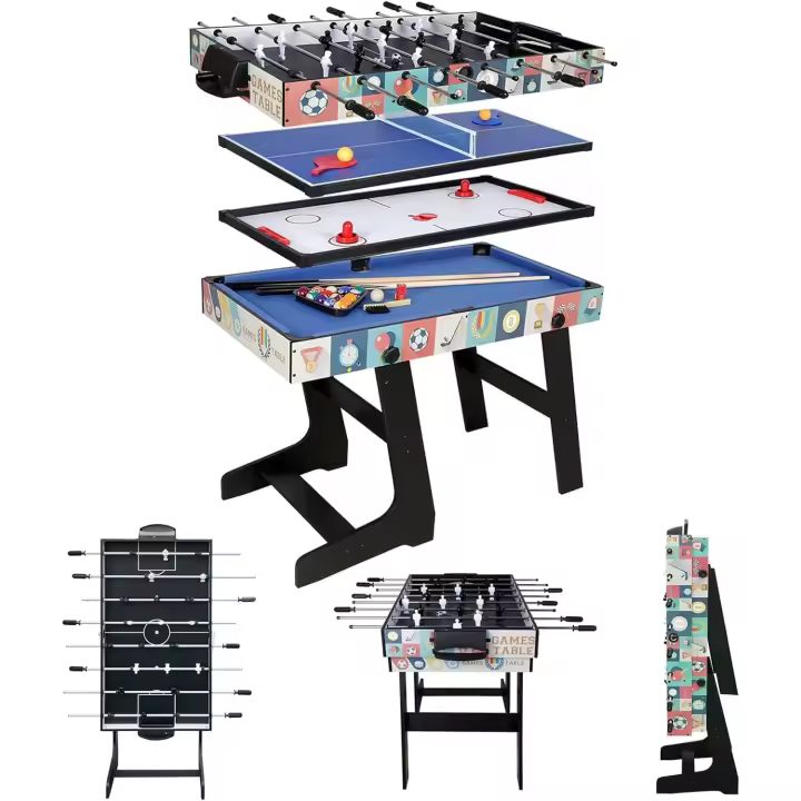 Mesa de Juegos 4 en 1 Plegable Fútbol, Tenis de Mesa, Billar, Hockey Adecuada para Diversión Familiar para Adultos y Niños - 1