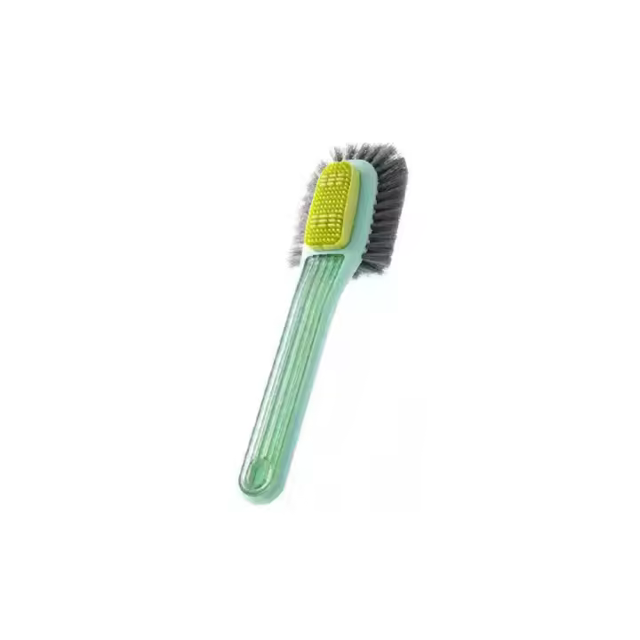 Cepillo de zapatos multifuncional de doble cara, cepillo de limpieza de plástico con mango largo, cepillo Circular de cerdas suaves antideslizante para lavar ropa - 1