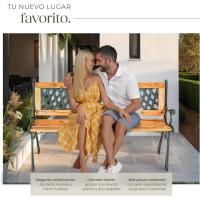 Banco de Jardín Exterior, Madera Lacada y Hierro Fundido, Diseño Elegante, Resistente y Estable, Patio y Terraza - Cruzado - details 3
