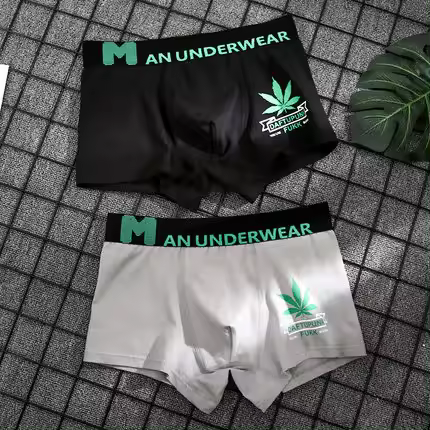 Ropa interior masculina de algodón puro estampado de 2 piezas en tallas europeas, alta calidad - 1
