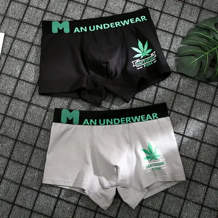 Ropa interior masculina de algodón puro estampado de 2 piezas en tallas europeas, alta calidad - 1