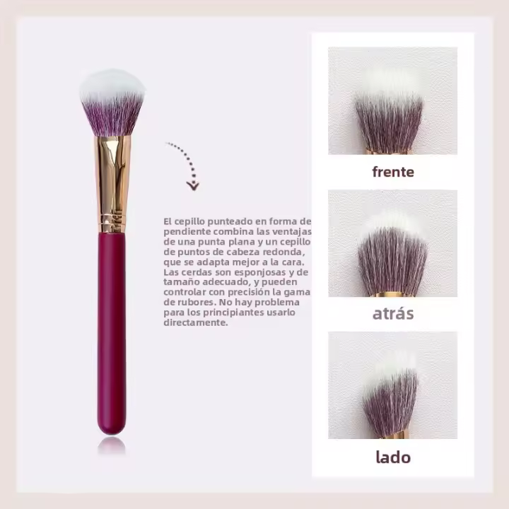 Cepillo de color de punto de lana frontal ligero y fino, cepillo de rubor de pelo animal, cepillo de maquillaje de pulpa de dedo, cepillo de manchas de doble capa de cabeza plana - 1