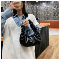 Bolso nube plisado de color sólido, simple para mujer, bolso de hombro dulce - details 4