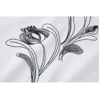 BUNO-Falda blanca elegante con bordado Floral negro, falda de verano para mujer, falda larga holgada con bolsillos de cintura alta - details 8