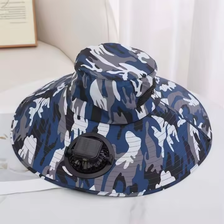 Modelo de carga solar USB para adultos con ventilador, sombrero de pescador, sol superpuesto al aire libre, sombrero de corriente de 300 mAh para hombres, verano 2025 - 1