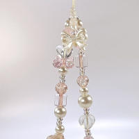 Lindo lazo de cristal con cuentas de flores, correa para teléfono, cadena con nudo, cordón para teléfono móvil, llavero, bolso de niña, colgante para cámara para funda de Airpods - details 4