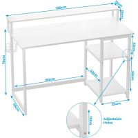 Escritorio de Ordenador con Soporte de Monitor Escritorio de Oficina con Estantes de Almacenamiento Ajustables Pequeño Escritorio Reversible para el Estudio Beige - details 46