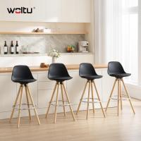 Taburete de Bar con Respaldo Marco de Madera Maciza Imitación de Cuero - details 15