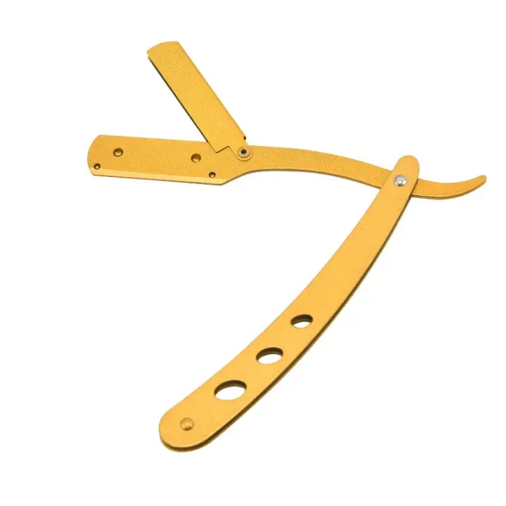 Afeitadora de peluquero Vintage profesional, afeitadora plegable de acero inoxidable para hombres, herramienta de corte de pelo Manual con agarre antideslizante - 1
