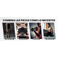 Juego de Mancuernas Ajustables 4 en 1 con Barra Recta de Conexión, Discos