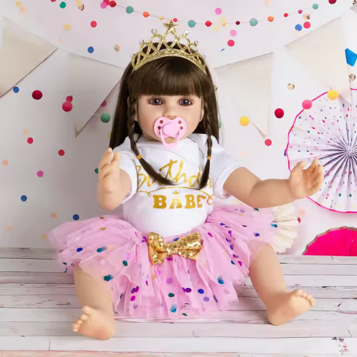Muñeca Reborn de silicona suave de 60 CM para niña, juguete de tela realista, cuerpo de pelo largo, Princesa, regalo de cumpleaños - 1