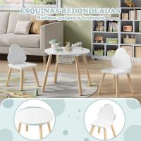 Mesa y sillas redondas de almacenamiento de madera para niños pequeños, mesa infantil de 3 piezas - details 3