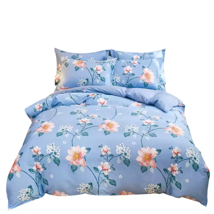Sábanas de algodón para cama de estilo granja Patrón floral impreso, resistente a la degradación, transpirable y cómodo para el dormitorio Juego de cama de nuevo año - 1